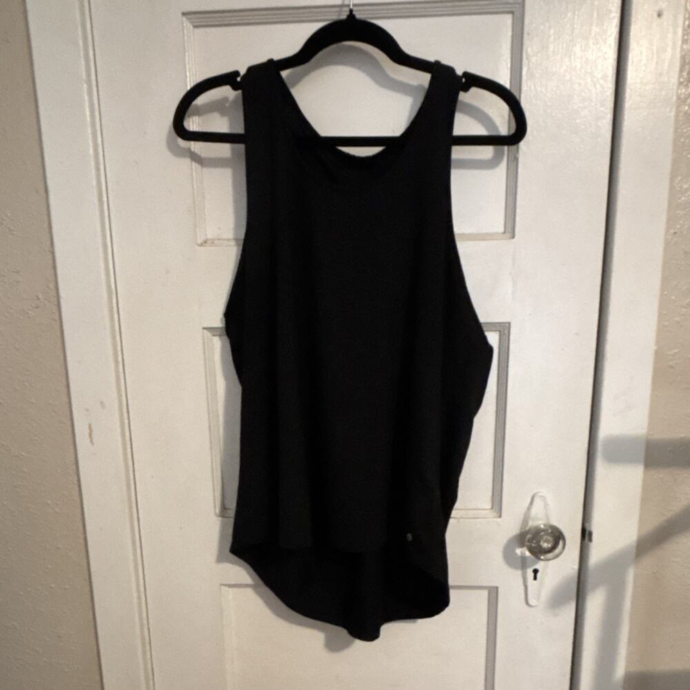 WELL + CALM Women's Black Racerback Mesh Regular Fit Round Neck Tank Top XL